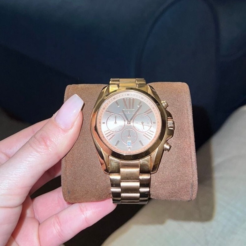 Michael Kors Women's Chronograph Bradshaw Rose Gold-Tone Stainless Steel Bracele